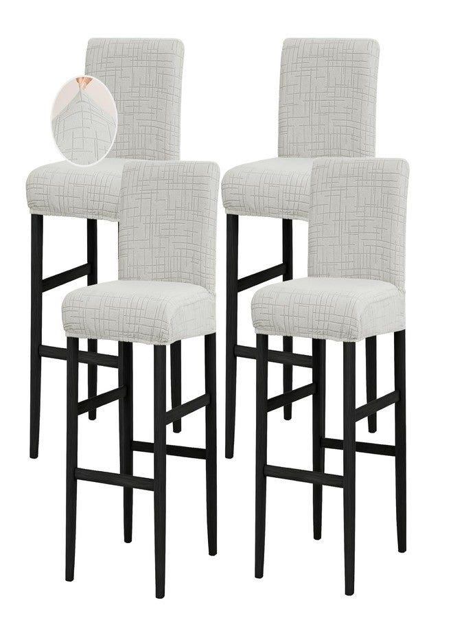 JIUZHEN أغطية كراسي بار جيوتشن، 4 قطع، قابلة للتمدد، غطاء كرسي مرتفع مع مساند ظهر، غطاء مخملي قابل للغسل، مناسب للمطاعم والحانات، غطاء كرسي بار قابل للإزالة، مقاوم للماء، رمادي فاتح - Image 1